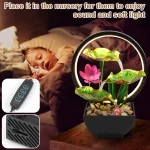 Tabletop Water Fountain USB Powered Relaxation Desktop Waterfall Fountain With Natural Rocks And LED Ring Lights For Home Decor - Image 4
