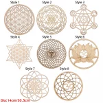 Wooden Wall Art Home Decor Flower Of Life Energy Mat Decorative Boards Crafts Slice Wood Base Coasters Sacred Geometry Ornament - Image 7