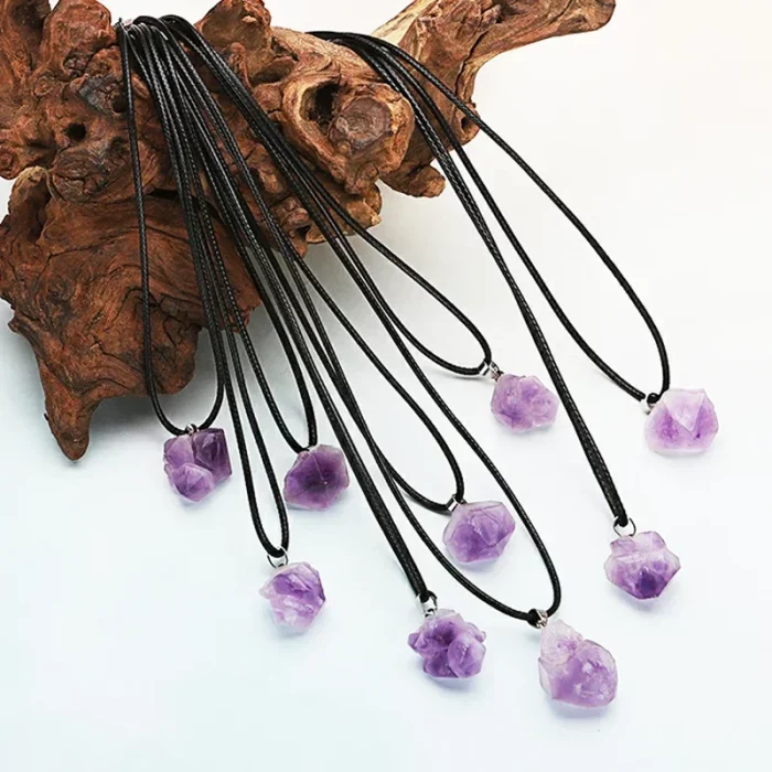 Natural Amethyst Irregular Rough Stone Pendant Clavicle Transparent Quartz Lady Fashion Jewelry Healing Lucky Necklace Gift - Image 3