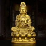Lucky Copper South Sea Goddess of Mercy Buddha Statue Ornaments Home Sculptures - Image 2
