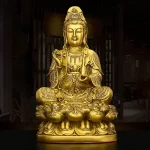 Lucky Copper South Sea Goddess of Mercy Buddha Statue Ornaments Home Sculptures