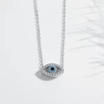 TONGZHE 925 Sterling Silver Necklace Pendant Lucky Evil Eye Blue CZ Long Link Chain Turkey Jewelry Sapphire Aquamarine Necklace - Image 3