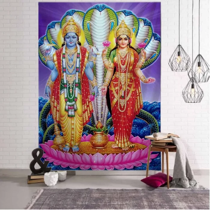 Indian Buddha Art Tapestry Still Life Oil Painting Printing Wall Hanging Datura Home Wall Decoration Background Fabric Blanket - Image 6