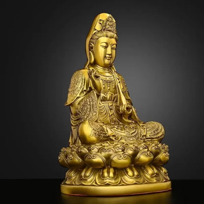 Lucky Copper South Sea Goddess of Mercy Buddha Statue Ornaments Home Sculptures - Image 5