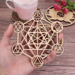 Wooden Wall Art Home Decor Flower Of Life Energy Mat Decorative Boards Crafts Slice Wood Base Coasters Sacred Geometry Ornament - Image 4