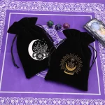 1pcs Black Velvet Tarot Storage Bag Mini Drawstring Package Witch Divination Crystal Pouch Bag Dice Holder Board Game Gold - Image 6