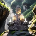 1pc Lotus Buddha Statues with LED Lights, Solar-Power Buddha Sculpture Decor for Home Garden, Yard, Patio, Yoga.