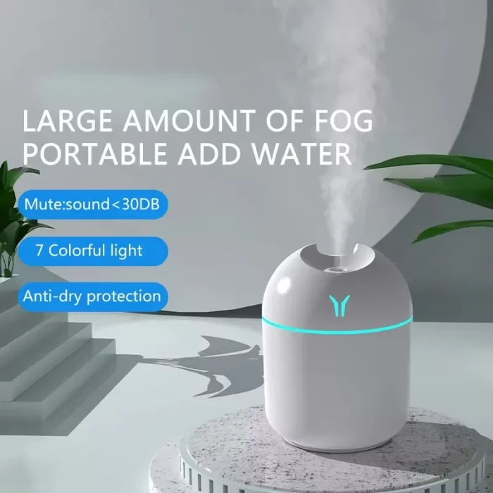1pc Portable USB ultrasonic air humidifier, essential oil diffuser, car purifier with LED light romantic light - Image 5