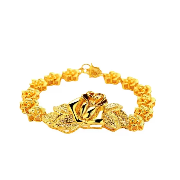 Luxury 24K 9999 Pure Gold Bracelet Women's Bracelet Flower Fashion Geometric Women's Personalized Watch Chain - Image 6