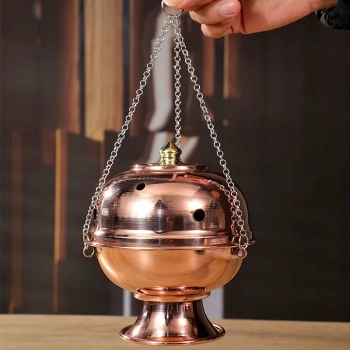 Multifunctional Hanging Incense Burner Red Copper Engraved Stupa Aromatherapy Stove Meditation Smoke Furnace Altars Decorative - Image 3