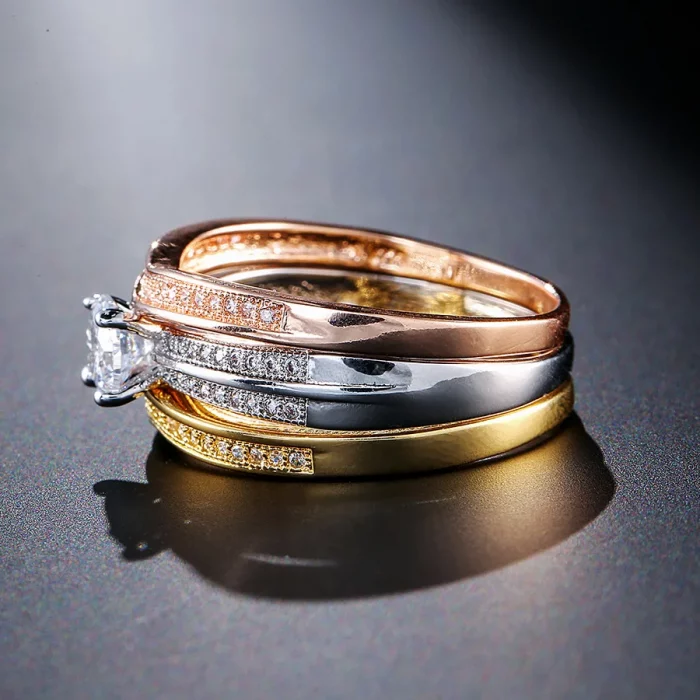 18K Multi Gold Ring 3pc Set for Women Natural Diamond with Diamond Jewelry Anillos De Bizuteria Anillos Mujer Gemstone Rings Box - Image 5