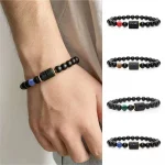 12 Zodiac Sign Obsidian Bracelet For Women Men Fashion Natural Black Agate Stone Elastic Bead Bracelet Bangles Birthday Jewelry - Image 3