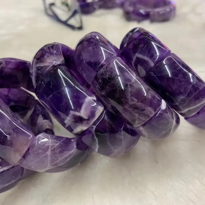 Natural Amethyst Stone Beads Bracelet Natural Energy Stone Bangle Gemstone Jewelry for Woman Birthstone for Aquarius for Gift - Image 5