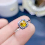 Natural Yellow Sapphire Rings for women silver 925 jewelry luxury gem stones 18k gold plated free shiping items - Image 4