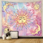 Beautiful Interior Decoration Tapestry Psychedelic Sun and Moon Mandala Flowers Home Wall - Image 5
