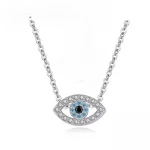 TONGZHE 925 Sterling Silver Necklace Pendant Lucky Evil Eye Blue CZ Long Link Chain Turkey Jewelry Sapphire Aquamarine Necklace - Image 4