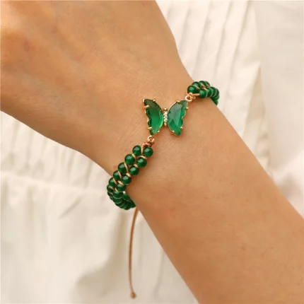 Purple Crystal Butterfly Charm Bracelet Handmade Braided Bracelet 4mm Natural Stone Amethysts Beads Wrap Bangles For Women Men