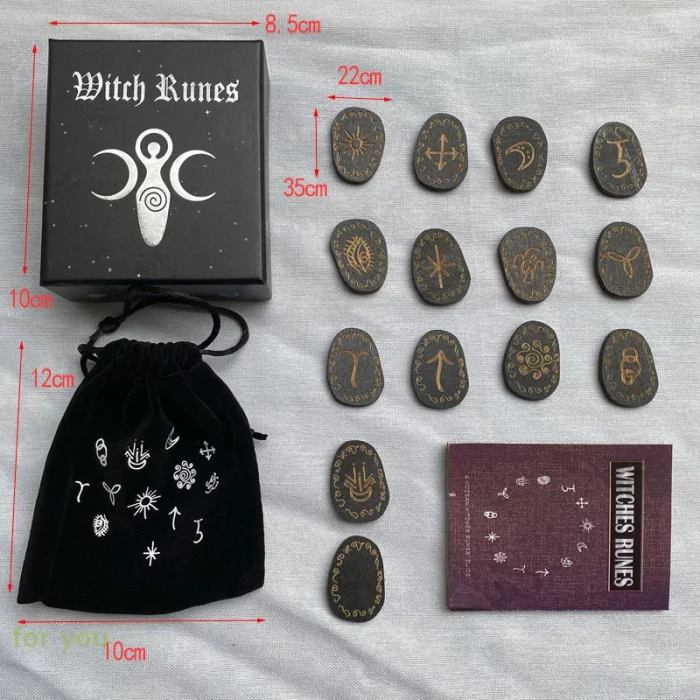 Wood Runes Stone Set Witches Rune Set 14 PCS Engraved Rune Symbol for Divination - Image 7