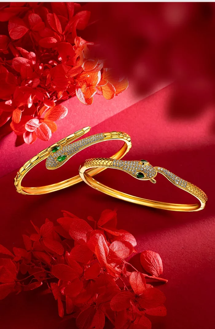 Yellow Golden Colored Snake Opening Bracelet for Women Simple Gold Bracelets Bangles Fine Jewelry Mother Girlfriend Gifts - Image 1
