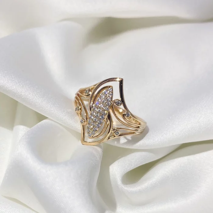 Kinel New Fine Curve Women Rings 585 Rose Gold With Micro Wax Inlay Natural Zircon Ethnic Bride Ring Unique Fashion Jewelry - Image 7