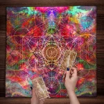 Colorful Abstract Geometry Tarot Tablecloth Altar Cloth Tarot Spread Cloth Card Pad Witchcraft Astrology Oracle Tarot Mat - Image 2