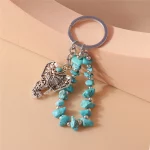 Ethnic Turquoise Stone Elephant Keychain for Women Men Key Ring Pendant Handbag Decor DIY Handmade Jewelry Gift - Image 5