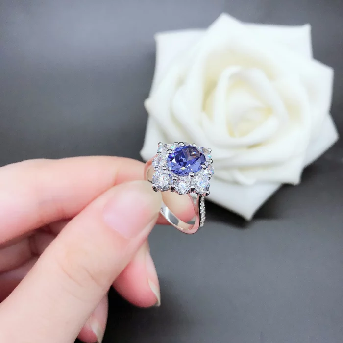 Pure White Gold AU750 Ring 2CT Natural Ruby Sapphire Diamond Engagement Ring For Women Beautiful Certified 18K Ring - Image 6