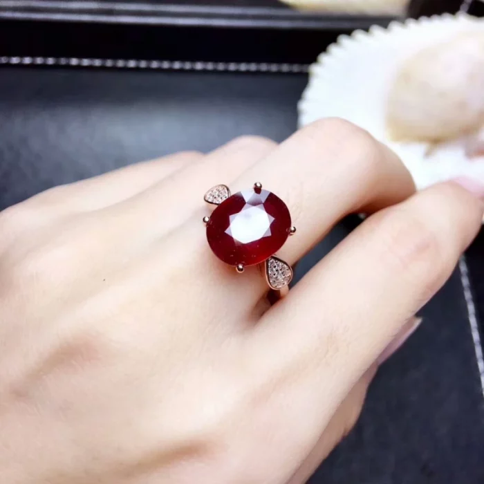 Natural New 10*12mm Burning Pigeon Blood Ruby Gemstone Fashion Ring for Women Real 925 Sterling Silver Fine Jewelry - Image 3