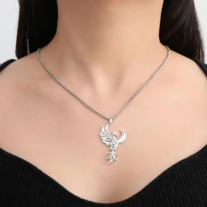 Dawapara Mythological Animals Phoenix Necklace Powerful Totem Celtics Crescent Moon Protection Amulet Stainless Steel Jewelry - Image 4