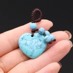 Rose Quartz Opal Agate Natural Stone Heart-Shaped Key Ring Aural Polishing Car Key Bag Decorative Pendant Gift - Image 6