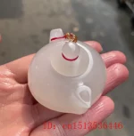 Gold Filigree Jade Kettle Pendant Jewelry Amulet Gifts Gemstone Carved Charm Natural Teapot Fashion Chinese Jade Ornament - Image 6