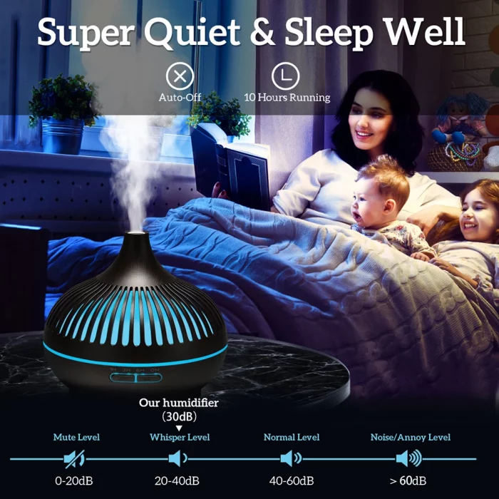 500ML Aromatherapy Essential Oil Diffuser Wood Grain Remote Control Ultrasonic Air Humidifier Cool with 7 Color LED Lights - Image 5