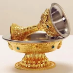 Buddhism Guardian Manza Inlaid Gem Tibetan Alloy ,2 Layer Tantric Altars Holy Water Cup Plate Ornament,Buddhist Item Religious - Image 3
