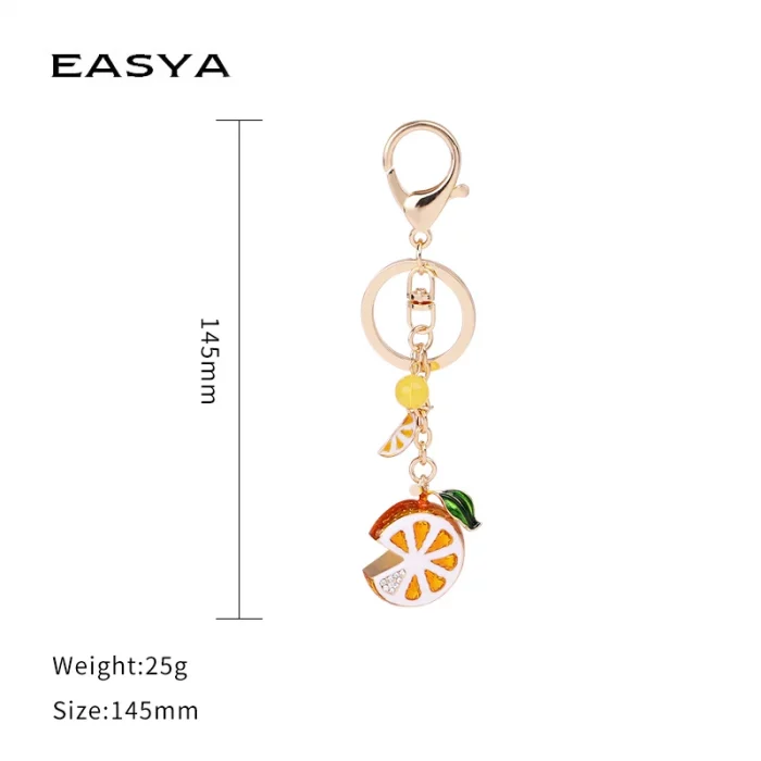 EASYA Imitation Fruit Ornament Charm Keychain Lemon Persimmon Strawberry Glass Woman's Vintage Luxury Jewelry Брелоки - Image 3