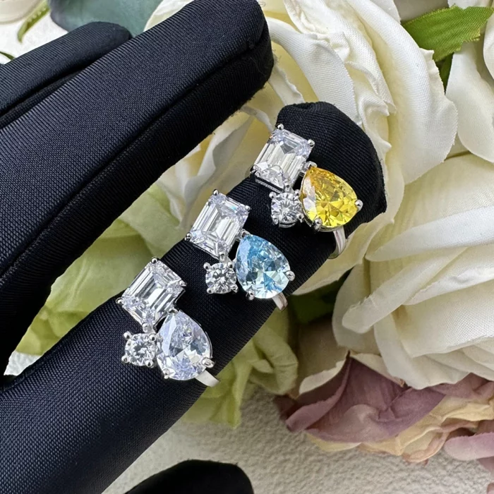 Wong Rain 100% 925 Sterling Silver Lab Sapphire Aquamarine Citrine Gemstone Ring For Women Engagement Fine Jewelry Wholesale - Image 5