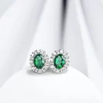 CHARMING Elegant Oval Cutting Created Emerald Gemstone Stud Earrings 925 Sterling Silver for Women Fine Party Jewelry New 2025 - Image 3