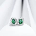 CHARMING Elegant Oval Cutting Created Emerald Gemstone Stud Earrings 925 Sterling Silver for Women Fine Party Jewelry New 2025