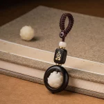 New Buddhism Lotus Flower Keychain Accessories Wooden Buddha Lucky Beads Keyring Pendant Car Bag Key Chain Buddhist Gift - Image 4