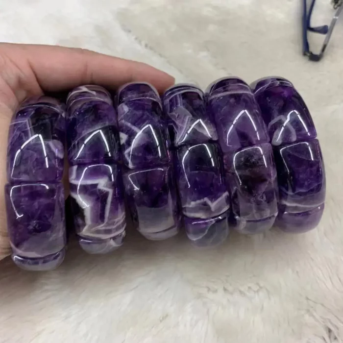 Natural Amethyst Stone Beads Bracelet Natural Energy Stone Bangle Gemstone Jewelry for Woman Birthstone for Aquarius for Gift - Image 6