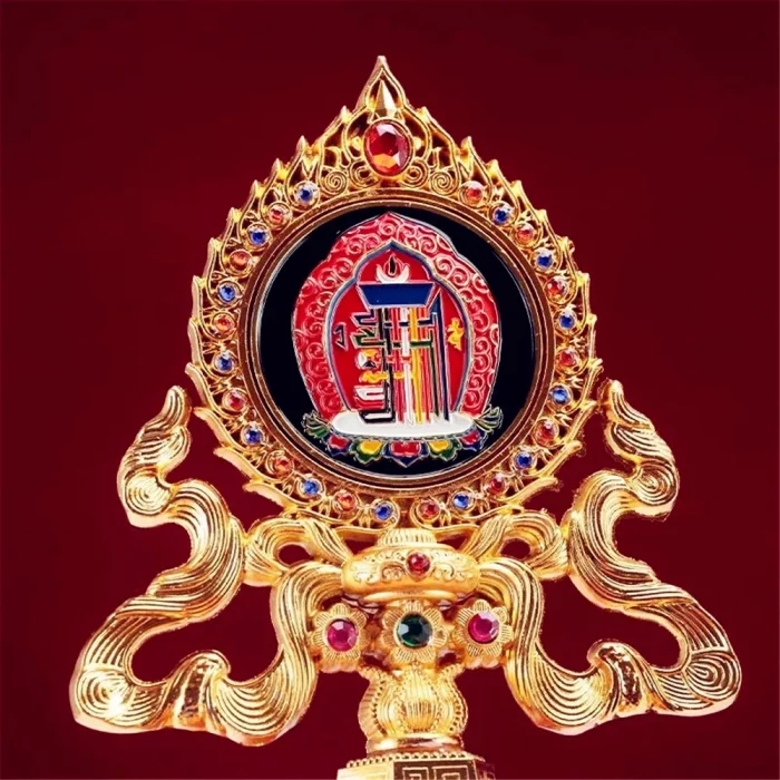 Multicolor Tibetan Alloy Engraving Inlaid Gem Ten Phase at Ease Mirror ​Handicraft Auspicious Altars Tribute Desktop Decorative - Image 5