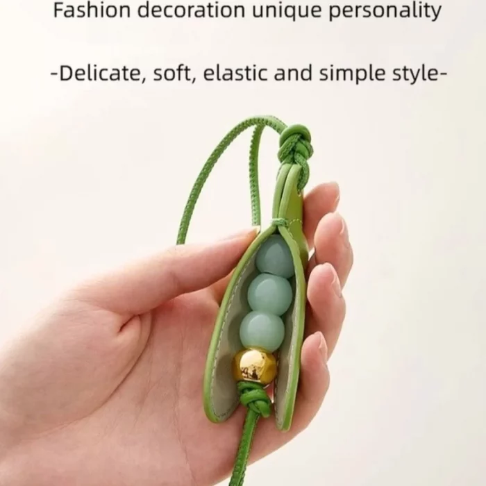 Fashion High-End Pea Pendant Leather Handmade Pea Keychain All-match Style Green Pea Bag Charm Bag Parts & Accessories - Image 5