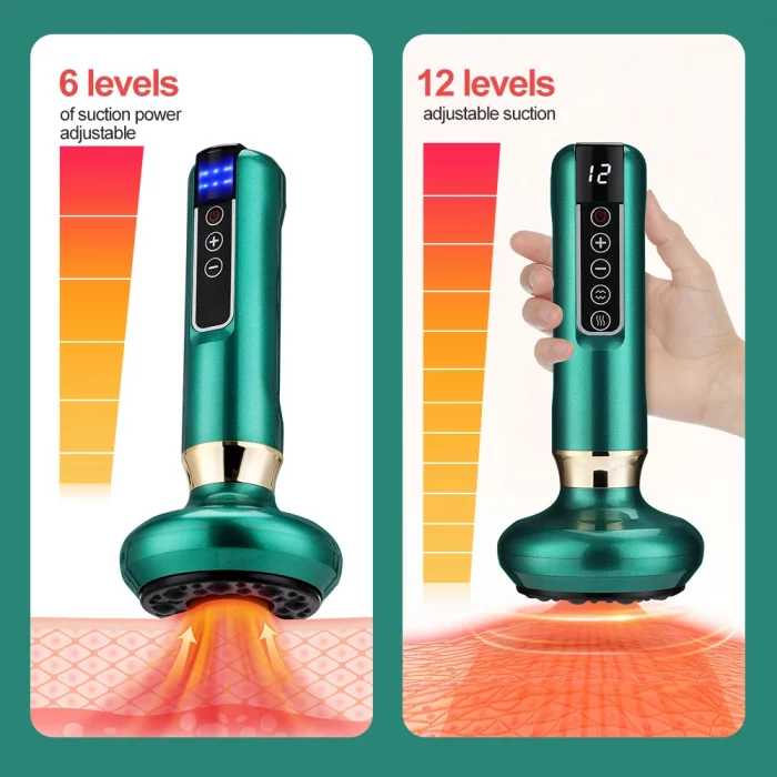 6/12 Gear Electric Cupping Massager Vacuum Suction Cup GuaSha Anti Cellulite Beauty Health Scraping Heat Body Slimming Massage - Image 3