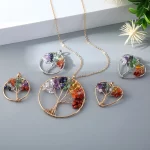 Tree of Life Natural Gravel Stone Pendant Necklace Healing Chakra Fortune Crystal Natural Stone Clavicle Chain Neck Jewelry - Image 6