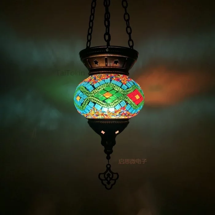 New Turkish Mosaic Pendant Lamp Vintage Art Deco Handcrafted Lamparas De Mesa Mosaic Glass Romantic Light Lamparas Con Mosaicos - Image 5