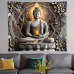 Big Buddha tapestry lotus yoga meditation tapestry dark lotus suitable for bedroom living room dormitory decoration - Image 2