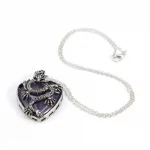 Vintage Animal Dragon Man Necklace Natural Stone Purple Crystal Heart Pendant for Women Amethysts Rose Pink Quartz Jewelry Gift - Image 7