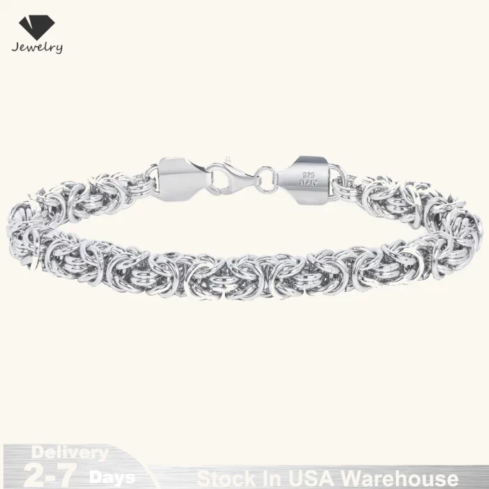 S925 Sterling Silver Byzantine Emperor Chain Bracelet for Men Women Polished Miami Cuban Smooth Kpop Jewelry - Image 3