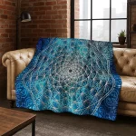 Bohemian Mandala Geometric Flower Flannel Blanket Soft Warm Blanket for Bedroom Room Living Room Bed Travel Camping Picnic Gift - Image 2