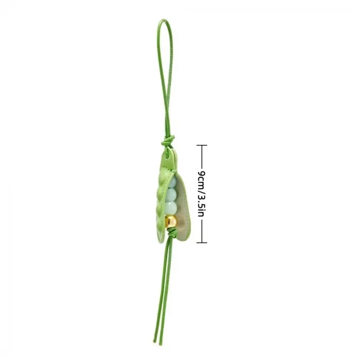 Fashion High-End Pea Pendant Leather Handmade Pea Keychain All-match Style Green Pea Bag Charm Bag Parts & Accessories - Image 7
