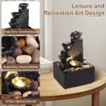 Tabletop Waterfall Home Decor Relaxation Meditation Desktop Fountain with Soft Lights Flowing Water Ornaments Mother's Day Gifts - Image 2